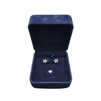 velvet ring and earring box royal blue