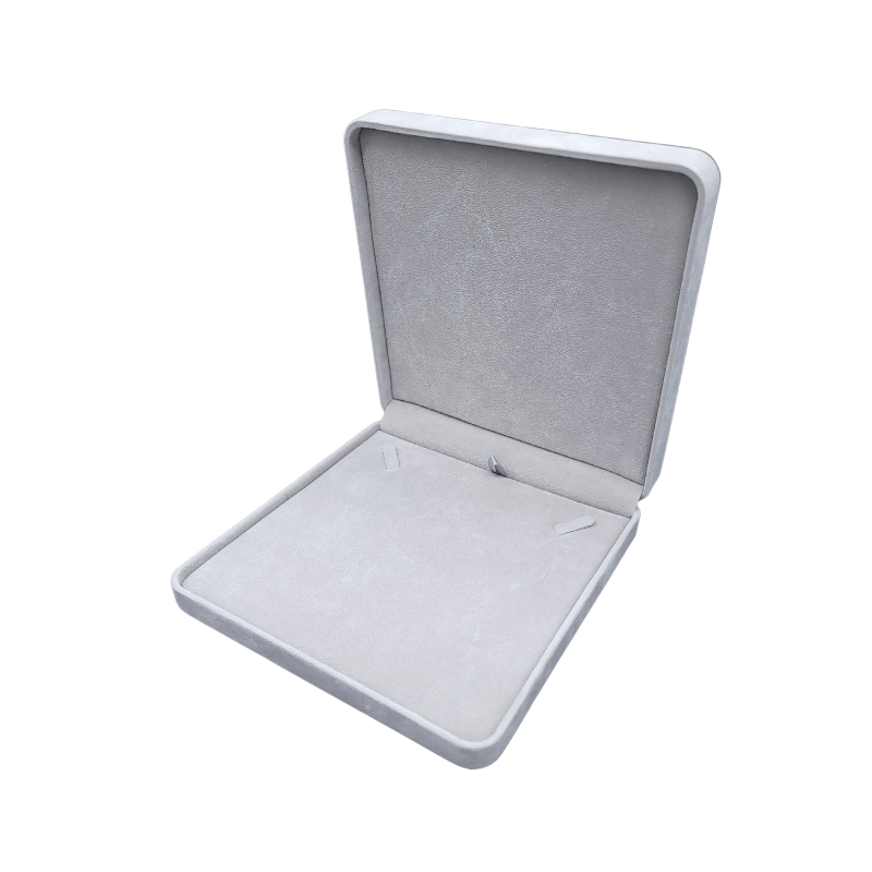 large grey velvet necklace box