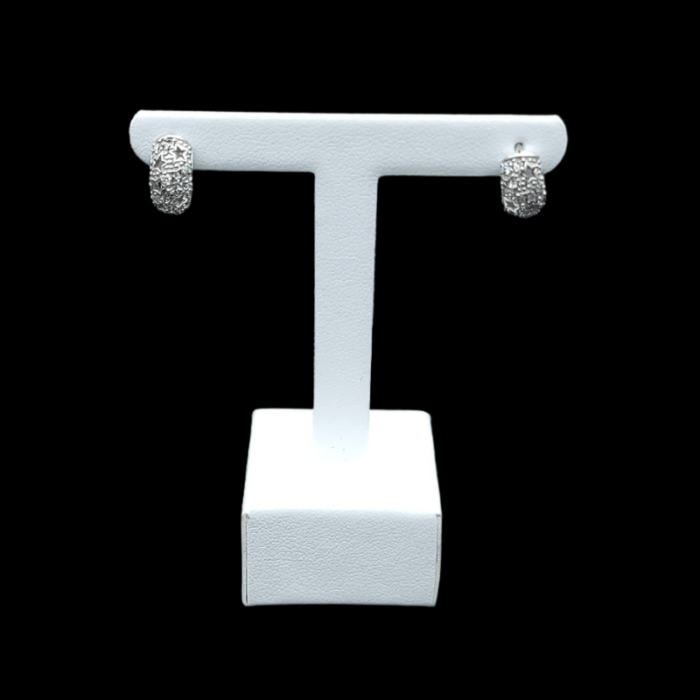 small white leatherette T shape cube base earring stand