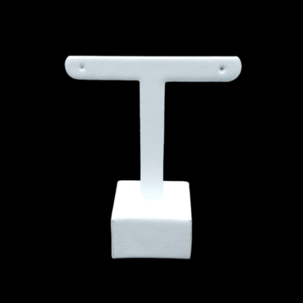 small white leatherette T shape cube base earring stand