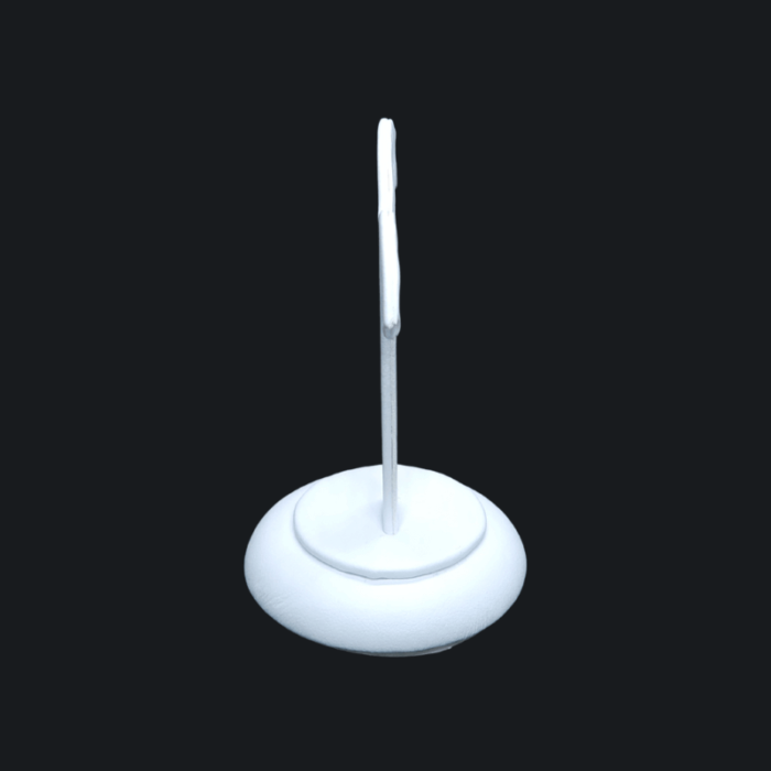 small white leatherette round base earring stand