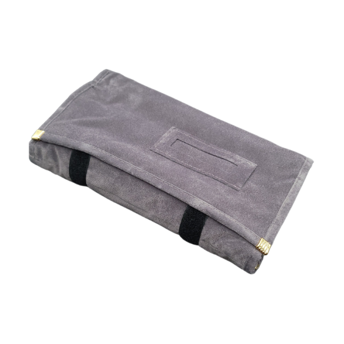 grey velvet set roll pouch