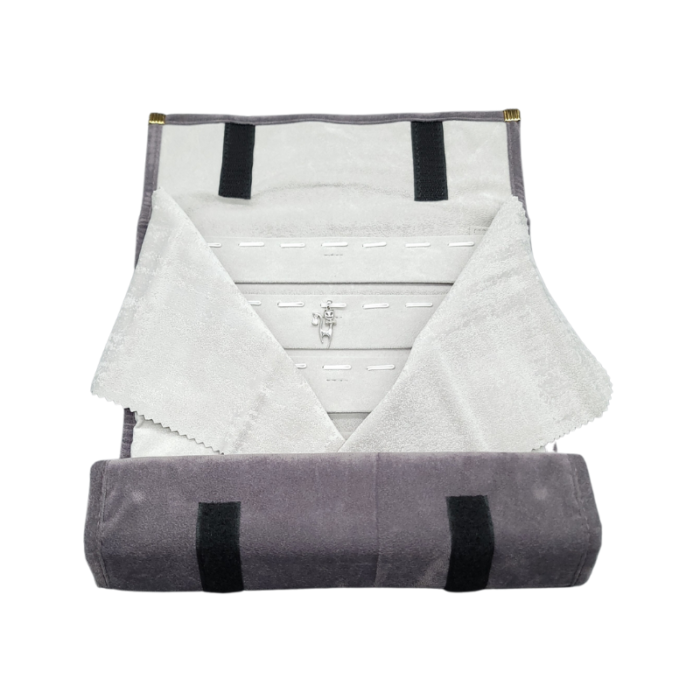 grey velvet pendant roll pouch 8 rolls