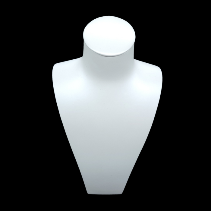 white leatherette necklace stand