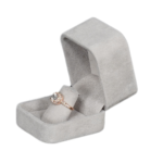 velvet finger ring box - grey