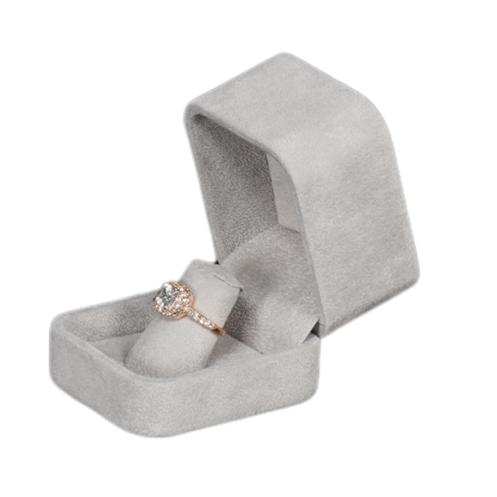 velvet finger ring box - grey