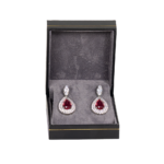 earring gift box black paper open front view with jewellery BXE83BL
