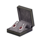 earring gift box black paper open side view with jewellery BXE83BL