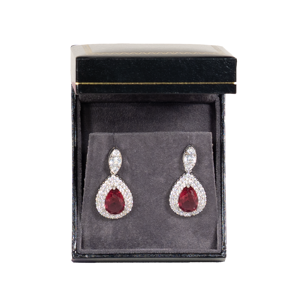earring gift box black paper open top view with jewellery BXE83BL