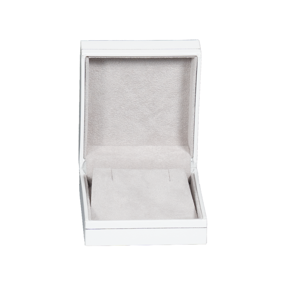 earring gift box white paper open front view BXE83WH