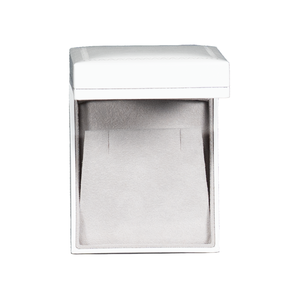 earring gift box white paper open top view BXE83WH
