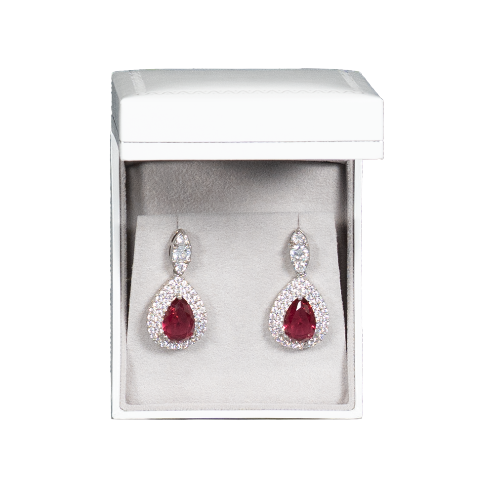 earring gift box white paper open top view with jewellery BXE83WH