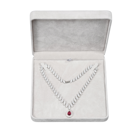 Premium Velvet Necklace Box - Grey