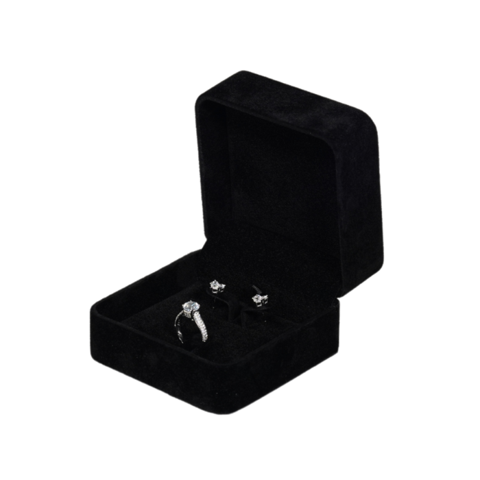 Velvet ring and earring box black