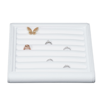 white Deluxe Faux Leather ring Display Trays