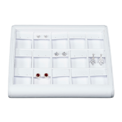 white Deluxe Faux Leather earring Display Trays